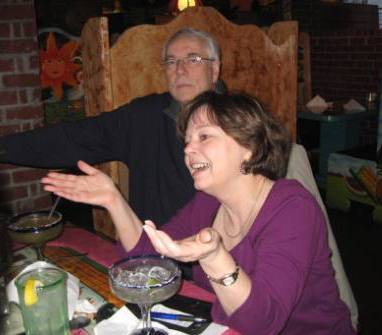 alankathy Club member Kathy Hamilton discusses the movie. Alan Carmichael is in background.