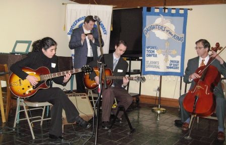 johnsonswingtet Cellist Andy Bryington, right, played gypsy jazz with his band, the Johnson Swingtet