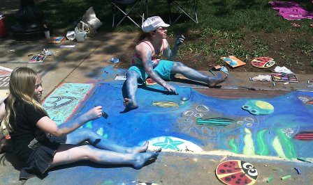 chalkkids These kids look like they have more chalk on themselves than on the sidewalk!