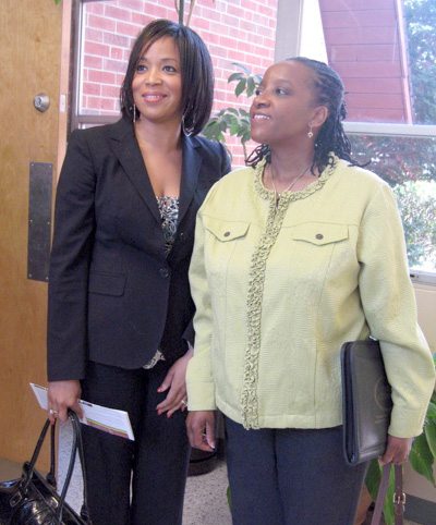 terry-strickland-and-naomi-tutu Naomi Tutu, right, poses with Terry Strickland after the speech