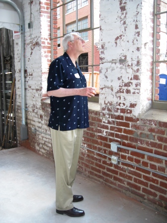 alanatsanderspace Alan Carmichael at SandersPace's unfinished space. We were to see a LOT of exposed brick this evening!