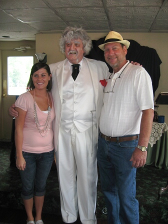 tabs-and-jimmy-with-mark-twain And guess what! Mark Twain happened to be on board, as well! Actor Kurt H. Sutton was on his final performance as author Samuel L. Clemens reciting witticisms and leading the crowd in sing-alongs!