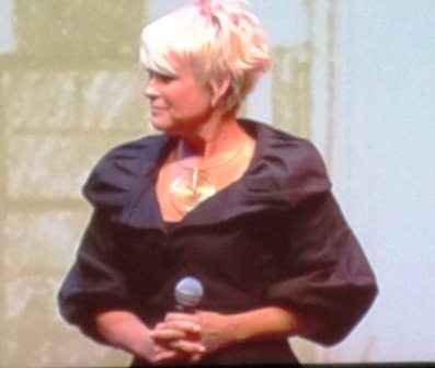 lorrie-morgan Lorrie Morgan. (I cheated and took this photo of the big screen.)