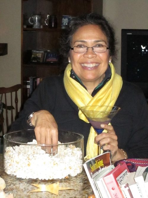 Rosa Mar enjoys the very special popcorn.