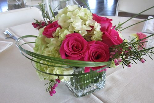 Inside, the centerpieces donated by Lisa Foster Design, were simple and elegant.