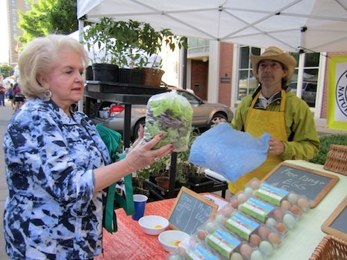 Our friend Dawn Ford buys lettuce from J.D. Dimick of Happy Harvest Farm.