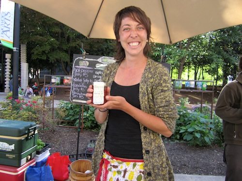 We bought some strawberry jam from Jessica Hammonds of Organicism Farms. She made it yesterday!