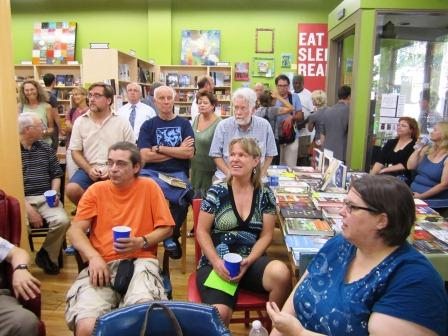 crowd It was a capacity audience in the small bookstore.