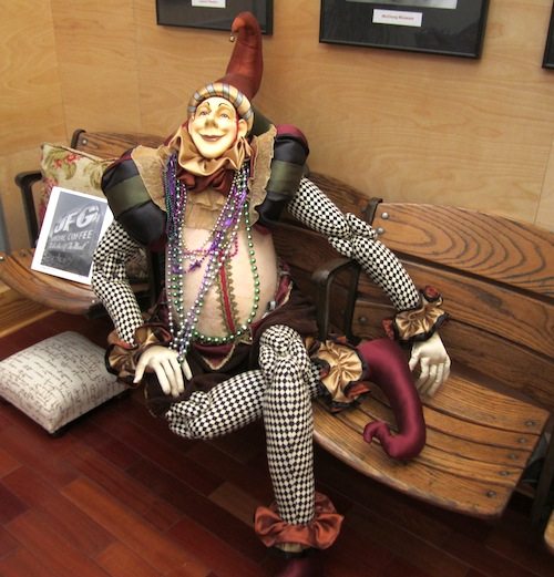 jester This happy fellow is in the entry way. He sits on seats rescued from the old Billy Meyer Stadium in East Knoxville.
