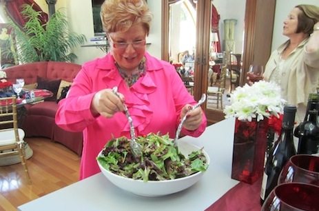 weed-salad Mickey Mallonee tosses the salad for the middle stop of our downtown progressive dinner.