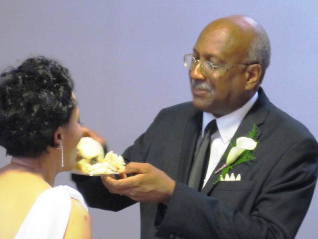 The obligatory cake-feeding shot