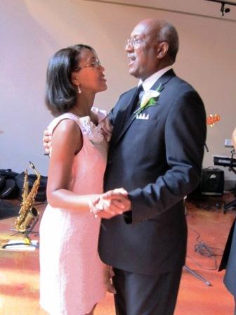 While the groom danced with his daughter, Stephanie Nicole Burgess.