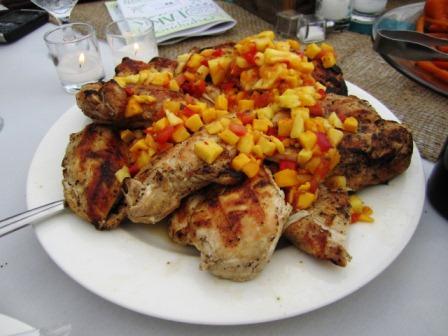 chicken The grilled chicken with mango salsa was beautiful and delicious.