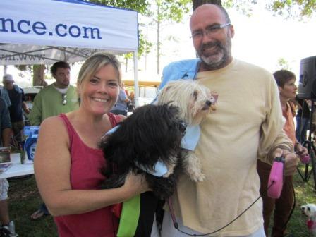 Mary Pom Claiborne and John Bradley with Rufus, at left, and Gracie.