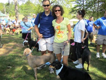Ryan and Jen Roth with Tinny, left, and Hayley