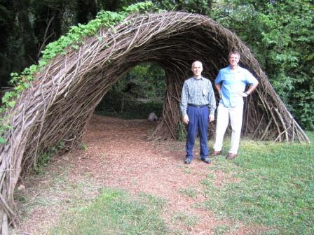 twig-structure-bill-and-joe This large twig sculpture was fascinating. Here Bill Lyons and Joe Walsh go over to investigate it.