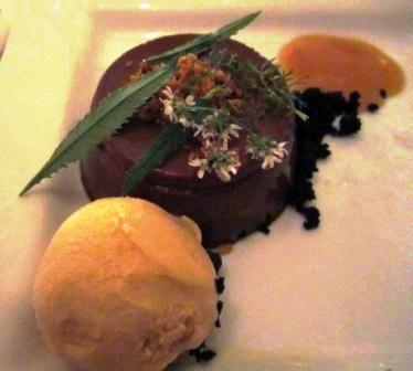 dessert2 Olive and Sinclair chocolate with malt and caramel was dessert. ("Get that grass off my chocolate!" exclaimed one of my tablemates! Ha!)