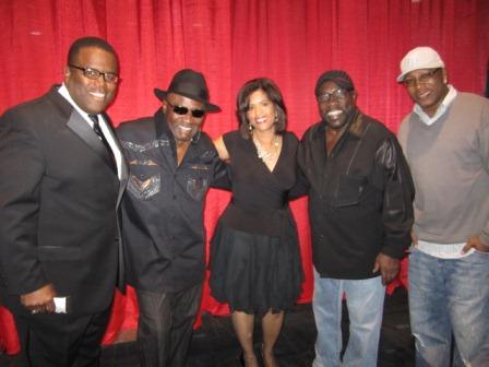 starkes-and-ojays WVLT's Angela Starke was one of the evening's emcees. Here she and her husband, Drew Starke, left, pose with the O'Jays. Drew is on the Urban League board. The other emcee for the evening was Fuad Reveiz.
