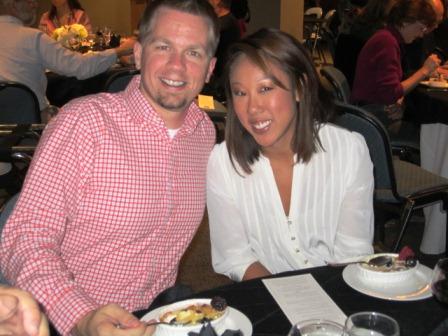 table-mates1 Our table mates Michelle Park of Miller Coors and Kevin Antoine of E.W. Scripps enjoying the dessert.