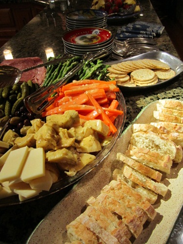 antipasto-spread Back on the second floor, Monique had prepared a wonderful anitpasto spread.