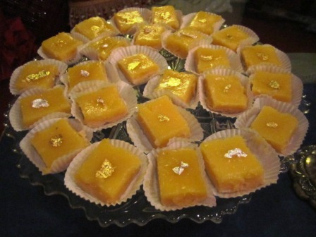 lemon-bars-with-gold1 Lemon bars with gold flecks served at Mickey's house