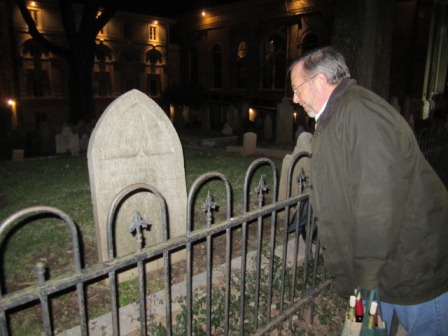 michael-at-cemetery As we left The Glencoe, Michael stopped to check in with some of the neighbors. A quiet bunch.