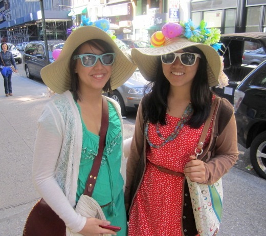 bonnets Women were wearing Easter bonnets.