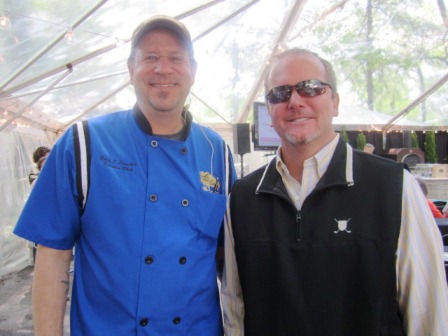chef-and-steve Tupelo Honey Executive Chef Brian Sonoskus, left, and CEO Steve F in the culinary tent.