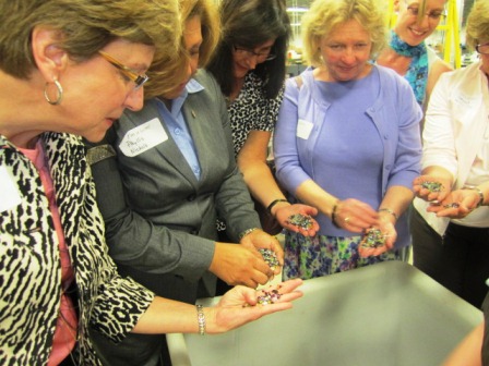 ladies-dig-in The fun part of the tour -- the gemstones!