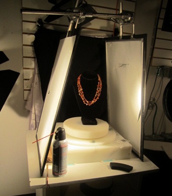 light-box To show the jewelery off to its best advantage, it is photographed in something called a lightbox.