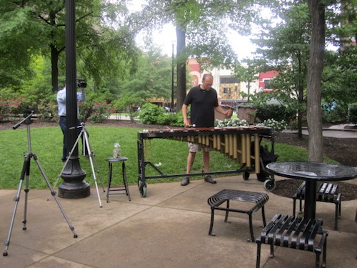 marimba-player Some folks passed the time watching the marimba player in Krutch Park.