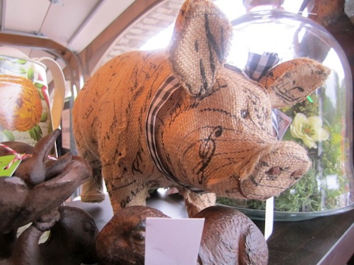 pig Many gift items, like this pig, have musical themes.