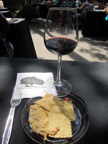pimiento-cheese Here is the pimento cheese Chef Sonoskus demonstrated. It is paired with a tasting of Robert Mondavi merlot.