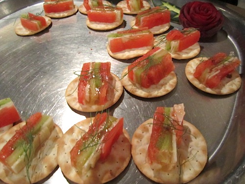 tomato-and-fennel-terrine Chef Geoff Kenny of Cru Bistro and WIne Bar, helped his chef friends out by preparing these tomato and fennel terrines.