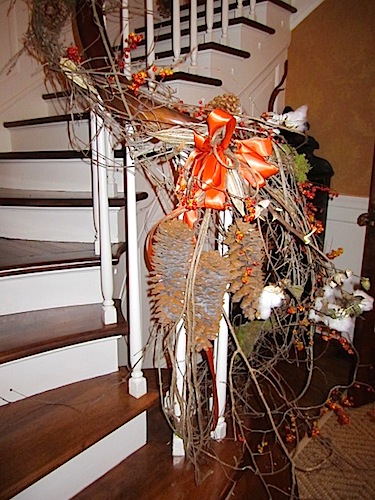 bannister The house was beautifully decorated for the holidays.