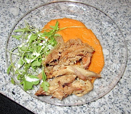 pork Hand-pulled Mongolian pork with sweet potato puree was paired with Shiner Bock and Mark West pinot noir, my favorite red wine.