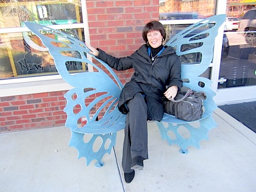 katie-on-butterfly The benches there all were butterflies!
