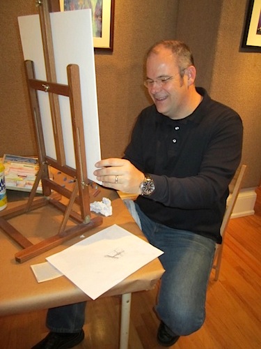 mke-berry When we went to pick up Cheryl's art, Mike Berry was in River Gallery doing a demonstration.