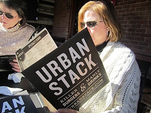 susan-and-menu And then it was lunch time! We headed to Urban Stack, which is owned by the same folks who own Taca Mamacita.