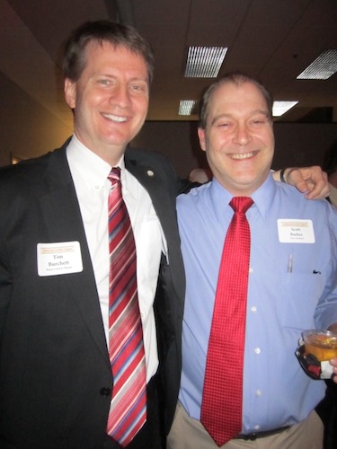 burchett-barker Knox County Mayor Tim Burchett was on hand. Here he is with Scott Barker, editorial page editor for the News Sentinel.