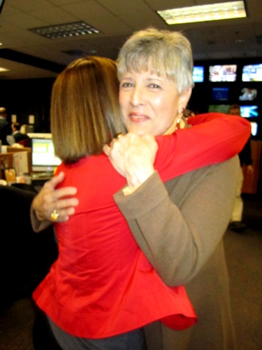 margie-and-edie Margie Nichols, the former news director, hugging Edye Ellis