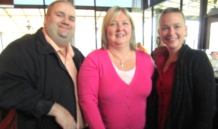 teri-and-wilsons Teri Lux, center, of Second Harvest, with Hugh and Amy Wilson of Ye Olde Steak House, one of the participating eateries.