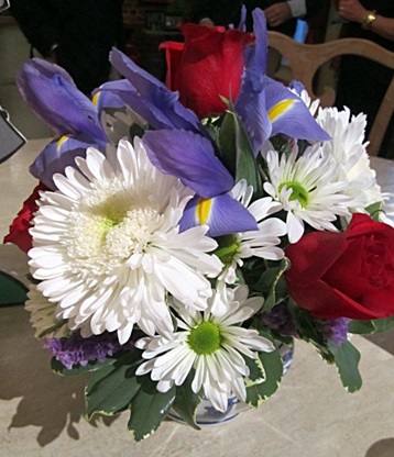 red-white-blue-flowers We had to have red, white and blue flowers in the centerpiece, of course.