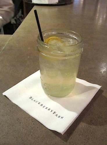 spiced-lemonade We each were greeted with a signature cocktail -- spiced lemonade. In addition to vodka, it contained simple syrup infused with garden herbs. It was delicious.