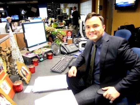 stoney Stoney Sharp still has Christmas decorations on his desk! Ha. (Mardi Gras, too.)