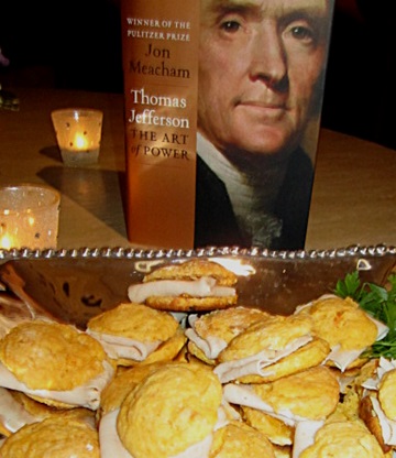 sweet-potato-biscuits Sweet potato biscuits with smoked turkey and peach jam.