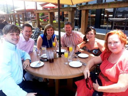 moxcar-table From left, Michael Higdon, Scott Bird, Amanda Shell, Bob and Angie Wilson, Jennifer Lawson. Amanda also is with Moxley Carmichael. (Photo by Dawn Isbell)