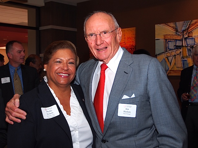 Pilot Flying J Founder and Chairman Jim Haslam with Nichols at the reception.