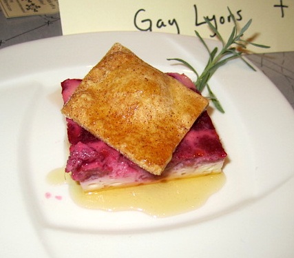 Dessert: raspberry tart with lavender honey