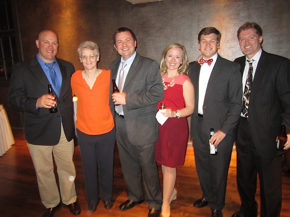 Looking for the Moxley Carmichael gang? They are near the bar, of course. From left: Karl Beck, Maria Cornelius, Charley Sexton, Natalie Lester, Chase Bailey and Bob Wilson